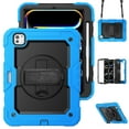 thumbnail image 1 of SaniMore for iPad Air 11 2024 Case, 3 Layers Multi-Functional Cover with Pencil Holder Shoulder & Hand Strap 360° Rotatable Kickstand ShockAirof Airtective Shell, Light Blue, 1 of 11