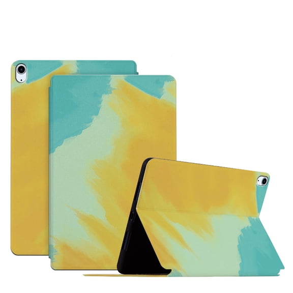 SaniMore for iPad Air 4th/5th Generation 10.9" 2020/2022 Intelligent Power-Saving Case, PU Leather Case with Adjustable Kickstand Shockproof Protective Case for Women Ladies, Autumn Yellow