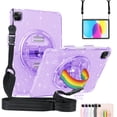 thumbnail image 1 of SaniMore for iPad Pro 11 2022/2021/2020/2018, iPad Air 5th/4th Generation/iPad 10.9" 2020 Cover with 360°Rotating Rainbow Wristlet + Shoudler Strap Pencil Holder Hidden Bracket Shockproof Shell,Purple, 1 of 9