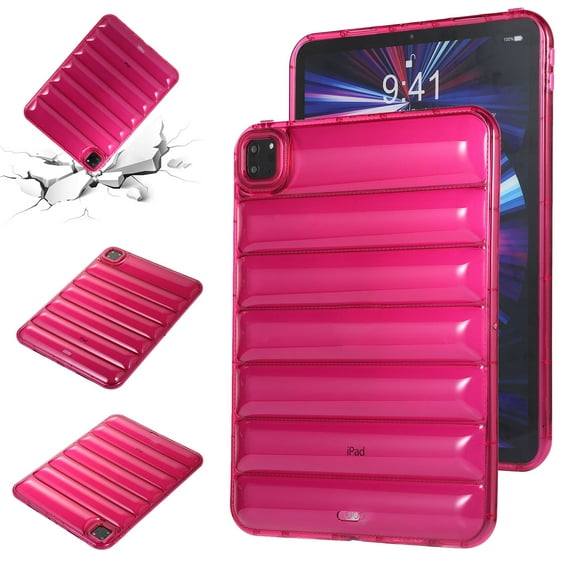 SaniMore for iPad Pro 11 2022/2021/2020/2018,iPad Air 5th/4th Generation/ipad 10.9" 2020 Back Case, 3D Down Jacket Design for Girls Women Drop Resistant Shockproof Heavy Duty Ptotective Case, Rose