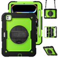 thumbnail image 1 of SaniMore for iPad Pro 11 2024 Case, 3 Layers Multi-Functional Cover with Pencil Holder Shoulder & Hand Strap 360° Rotatable Kickstand Shockproof Protective Shell, Green+Black, 1 of 11