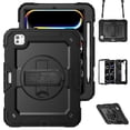 thumbnail image 1 of SaniMore for iPad Pro 11 2024 Case, 3 Layers Multi-Functional Cover with Pencil Holder Shoulder & Hand Strap 360° Rotatable Kickstand Shockproof Protective Shell, Black, 1 of 11