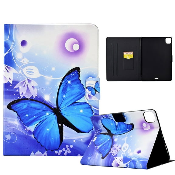 SaniMore for iPad Pro 11 2024 Case, PU Leather Wallet Flip Case Auto Wake/Sleep Card Cash Slots Multiple Viewing Angles Full Wrap Protective Fashion Case for iPad Pro 11 2024, Butterfly