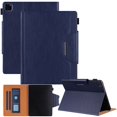 thumbnail image 1 of SaniMore for iPad Pro 11 2024 Case, Premium PU Leather Business Skin [Auto Sleep/Wake] [Pen Holder] Shockproof Kickstand Wallet Case with Cash/Card Slots for New iPad Pro 11 2024, Blue, 1 of 11