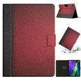 thumbnail image 1 of SaniMore for iPad Pro 11" 4th/3rd/2rd/1st Gen 2022/2021/2020/2018 Case, Auto Sleep/Wake, PU Leather Patchwork Magnetic Wallet Cover Support Card Slot & Kickstand Shockproof Protective Shell, Red, 1 of 7
