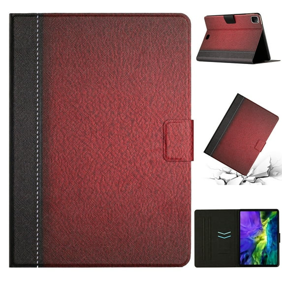 SaniMore for iPad Pro 11" 4th/3rd/2rd/1st Gen 2022/2021/2020/2018 Case, Auto Sleep/Wake, PU Leather Patchwork Magnetic Wallet Cover Support Card Slot & Kickstand Shockproof Protective Shell, Red