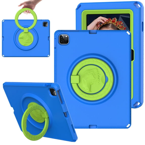 SaniMore for iPad Pro 12.9 2018/2020/2021/2022 Case, Kid-friendly Shockproof EVA Two-layer Protective Case 360°Rotating Kickstand Holder Anti-fall Csae for iPad Pro 12.9 2018/2020/2021/2022, Blue