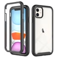 thumbnail image 1 of SaniMore for iPhone 11 Case, Rugged PC Back & TPU Bumpers Two-Layer Structure Transparent Cover with PET Screen Protector Shockproof Protective Shell for iPhone 11, Black, 1 of 6