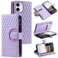 thumbnail image 1 of SaniMore for iPhone 11 PU Leather Case, 3D Lattice Pattern for Girls Card Slots Zipper Purse Glitter Magnetic Clasp Flip Kicstand [Hand Rope] Full Protection Shockproof for Apple iPhone 11, Purple, 1 of 16