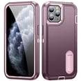 thumbnail image 1 of SaniMore for iPhone 11 Pro Max 6.7" 2019 Hybird Case, Rugged PC Back Shockproof TPU Shell Metal Hidden Kicksatnd Drop Resistant Anti-slip Heavy Duty Protective Case for iPhone 11 Pro Max, Purple+Pink, 1 of 8