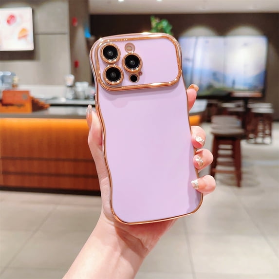 SaniMore for iPhone 11 Pro Max Case, Electroplated Wave Bumper Design Camera Large Window (with Lens Film) Full Protection Stylish Slim Lightweight Anti-drop for Girls Women, Purple