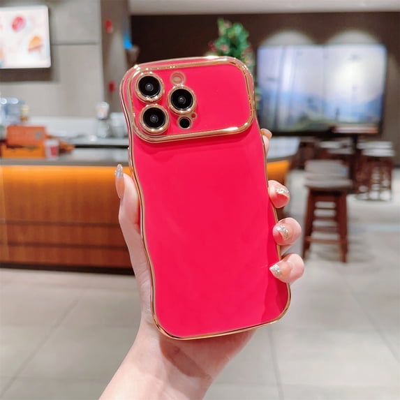 SaniMore for iPhone 11 Pro Max Case, Electroplated Wave Bumper Design Camera Large Window (with Lens Film) Full Protection Stylish Slim Lightweight Anti-drop for Girls Women, Rose