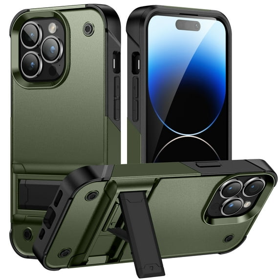 SaniMore for iPhone 12/12 Pro Case 2020, 【8FT Military-Grade Protection】【3 Stand Ways】 with Firm Kickstand Comfortable and Non-Slip Gripping for Phone Slim Case fit iPhone 12/12 Pro 6.1 inch, Green