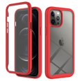thumbnail image 1 of SaniMore for iPhone 12/12 Pro Case, Rugged PC Back & TPU Bumpers Two-Layer Structure Transparent Cover with PET Screen Protector Shockproof Protective Shell for iPhone 12/12 Pro, Red, 1 of 7