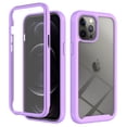 thumbnail image 1 of SaniMore for iPhone 12/12 Pro Case, Rugged PC Back & TPU Bumpers Two-Layer Structure Transparent Cover with PET Screen Protector Shockproof Protective Shell for iPhone 12/12 Pro, Purple, 1 of 7