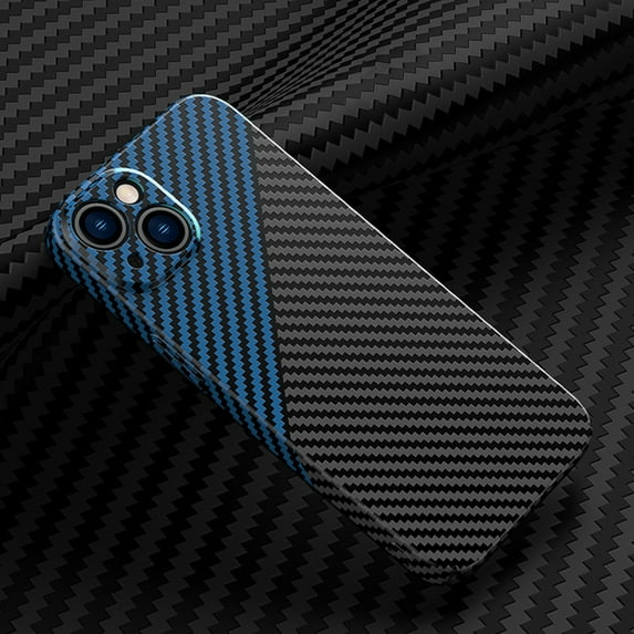 SaniMore for iPhone 12 6.1" 2020 Case, Slim Case Carbon Fiber Support Wireless Charging Shockproof Anti-drop Lens All-inclusive Heavy Duty Protective Anti-fingerprint Magnetic Cover, Blackblue