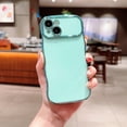 thumbnail image 1 of SaniMore for iPhone 12 Case, Electroplated Wave Bumper Design Camera Large Window (with Lens Film) Full Protection Stylish Slim Lightweight Anti-drop iPhone 12 for Girls Women, Green, 1 of 10