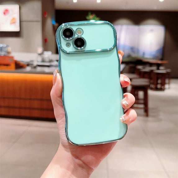 SaniMore for iPhone 12 Case, Electroplated Wave Bumper Design Camera Large Window (with Lens Film) Full Protection Stylish Slim Lightweight Anti-drop iPhone 12 for Girls Women, Green