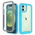 thumbnail image 1 of SaniMore for iPhone 12 Mini Case, Rugged PC Back & TPU Bumpers Two-Layer Structure Transparent Cover with PET Screen Protector Shockproof Protective Shell for iPhone 12 Mini, Blue, 1 of 7