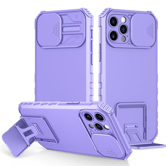 SaniMore for iPhone 12 Pro Case 2020, for iPhone 12 Pro Phone Case with Slide Camera Cover Built-in Kickstand Dual Layer Hybrid Shockproof Case for iPhone 12 Pro 6.1", Purple
