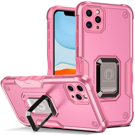 SaniMore for iPhone 12 Pro Case, iPhone 12 Pro Case with Kickstand Armor Magnetic Ring Rugged Protective Military Grade Shockproof Case for iPhone 12 Pro 6.1" 2020, Pink