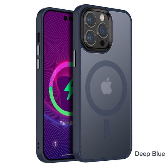 SaniMore for iPhone 12 Pro Max 6.7" Magnetic Case, Rugged PC Translucent Back Case with Wireless Charging Heavy Duty Full Body Protective Case for 12 Pro Max Women Men, Darkblue