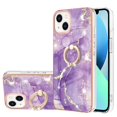thumbnail image 1 of SaniMore for iPhone 13 6.1" 2021 Case with 360 Degree Rotating Metal Ring Shockproof TPU Backplane Marble Pattern Luxury Fashion Anti-drop Cover For iPhone 13, Darkpurple, 1 of 4