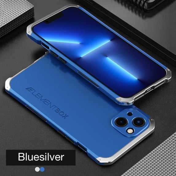 SaniMore for iPhone 13 6.1" 2021 Case, Heavy Duty Protective Alloy Frame Rugged Frosted PC Backplane Drop Resistant Shockproof Anti-scratch Slim Lightweight Hybird Case for iPhone 13 6.1", Bluesilver