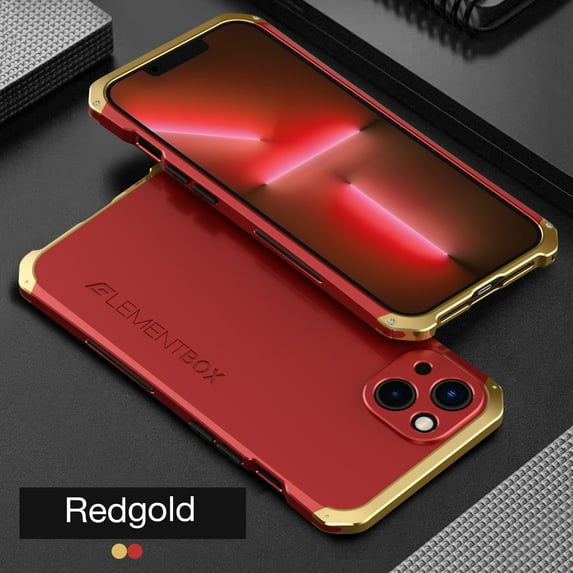 SaniMore for iPhone 13 6.1" 2021 Case, Heavy Duty Protective Alloy Frame Rugged Frosted PC Backplane Drop Resistant Shockproof Anti-scratch Slim Lightweight Hybird Case for iPhone 13 6.1", Redgold