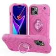 thumbnail image 1 of SaniMore for iPhone 13（6.1" 2021) Case, Tri-layer Hybird PC TPU Heavy Duty Protective Cover with Tempered Glass Screen Protector (2PCS) + Rotating Ring Kickstand Drop Resistant Shockproof, Pink, 1 of 6