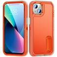 thumbnail image 1 of SaniMore for iPhone 13 6.1" 2021 Hybird Case, Rugged PC Back Shockproof TPU Shell Metal Hidden Kicksatnd Drop Resistant Anti-slip Heavy Duty Protective Case for iPhone 13, Orange, 1 of 8