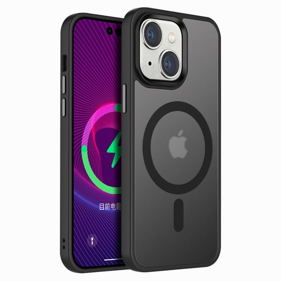 SaniMore for iPhone 13 6.1" Magnetic Case, Rugged PC Translucent Back Case with Wireless Charging Heavy Duty Full Body Protective Case for iPhone 13 Women Men, Black