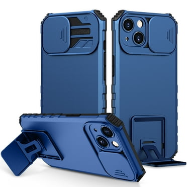 SaniMore for iPhone 13 Case 2021, for iPhone 13 Phone Case with Slide Camera Cover Built-in Kickstand Dual Layer Hybrid Shockproof Case for iPhone 13 6.1", Blue