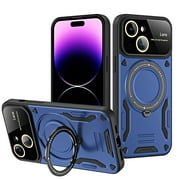 SaniMore for iPhone 13 Case, 360 Degree Rotating Kickstand, Lens Protection, Compatible with MagSafe, Hybird PC TPU Military Shockproof Heavy Duty Protective Anti-drop Magnetic Shell, Darkblue