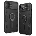 thumbnail image 1 of SaniMore for iPhone 13 Case, Anti-slip Bumper Sliding Camera Window 360° Rotating Ring Kickstand Hybird PC TPU Shell Heavy Duty Protective Anti-scratch Shockproof Drop Resistant Cover, Black, 1 of 9
