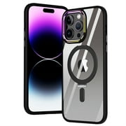 SaniMore for iPhone 13 Case, Crystal-clear Backplane with 360 Degree Rotating Ring Kickstand Hybird PC TPU Drop Resistant Shockproof No-yellow Technology Strong Magnetic Shell, Black