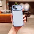 thumbnail image 1 of SaniMore for iPhone 13 Case, Electroplated Wave Bumper Design Camera Large Window (with Lens Film) Full Protection Stylish Slim Lightweight Anti-drop iPhone 13 for Girls Women, Blue, 1 of 10