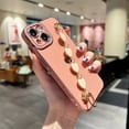 thumbnail image 1 of SaniMore for iPhone 13 Case, Love Pattern Cover with Heart Bracelet Hand Strap for Ladies Girls Women Hand Chain Rear Camera Protection Soft TPU Shockproof Protective Shell, Pink, 1 of 9