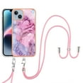 thumbnail image 1 of SaniMore for iPhone 13 Case, Marble Pattern 3 in 1 Heavy Duty Shockproof Full Body Hard PC IMD Bumper Crossbody Lanyard Women Girls Shockproof Cover for iPhone 13, Pink, 1 of 7