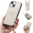 thumbnail image 1 of SaniMore for iPhone 13 Case, PU Leather Removeable Zipper Purse with Card Slots Crossbody Lanyard Shockproof Bumper Anti-drop Love Heart Stylish for Girls Women Wallet Cover for iPhone 13, Gray, 1 of 8