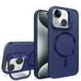 thumbnail image 1 of SaniMore for iPhone 13 Case, Rugged Frosted PC Magafe Shell, Camera Lens Protection with Foldable Bracket, Wireless Charging Magnetic Car Mount Shockproof Anti-fall, Blue, 1 of 8