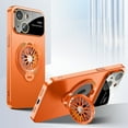 thumbnail image 1 of SaniMore for iPhone 13 Case, Strong Magnetic 360° Rotating Bracket Gyroscope Wireless Charging Lens Protection Drop Resistant Anti-scratch Slim Fit 3 in 1 for iPhone 13 Shell, Orange, 1 of 11