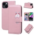 thumbnail image 1 of SaniMore for iPhone 13 Mini Case, PU Leather Flip Folio Cover with Stand, Card Slots, [Lovely Pet Magnetic Clasp] Full Protetcion Shockproof TPU Wallet Shell for iPhone 13 Mini(5.4" 2021), Rosegold, 1 of 10