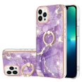 thumbnail image 1 of SaniMore for iPhone 13 Pro 6.1" 2021 Case with 360 Degree Rotating Metal Ring Shockproof TPU Backplane Marble Pattern Luxury Fashion Anti-drop Cover For iPhone 13 Pro, Darkpurple, 1 of 4