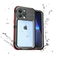 thumbnail image 1 of SaniMore for iPhone 13 Pro 6.1" 2021 Case with Built-in Screen Protector, IP68 Waterproof Aluminum Alloy Cover Ultra-clear PC Backplane Heavy Duty Full Protective Cover for iPhone 13 Pro, Black/Red, 1 of 10