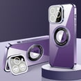 thumbnail image 1 of SaniMore for iPhone 13 Pro (6.1" 2021) Case, [Lens Camera Protector Film], Foldable Bracket Glass Anti-Fingerprint Shockproof Bumper Drop Resistant Wireless Charging Slim Magnetic Shell, Purple, 1 of 7