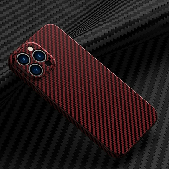 SaniMore for iPhone 13 Pro 6.1" 2021 Slim Case, Carbon Fiber Support Wireless Charging Shockproof Anti-drop Lens All-inclusive Heavy Duty Protective Anti-fingerprint Magnetic Case, Winered