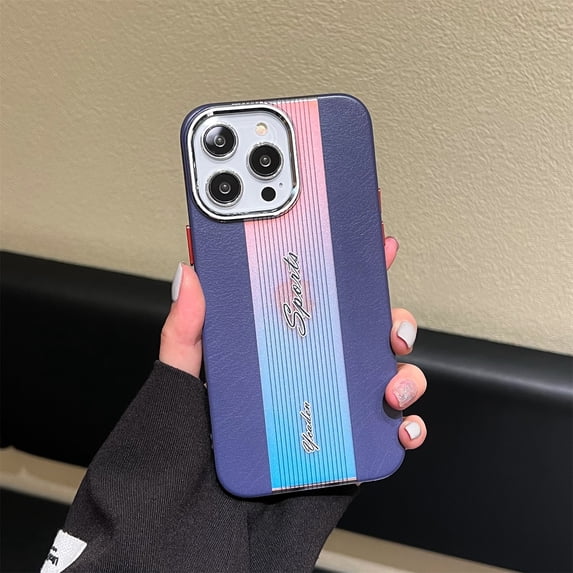 SaniMore for iPhone 13 Pro (6.1 inch 2021) Case, PU Leather + Radium Backplane Shockproof PC Shell Luxury Fashion Slim Lightweight Skin-feel for Girls Women Phone Cover For iPhone 13 Pro, Darkpurple