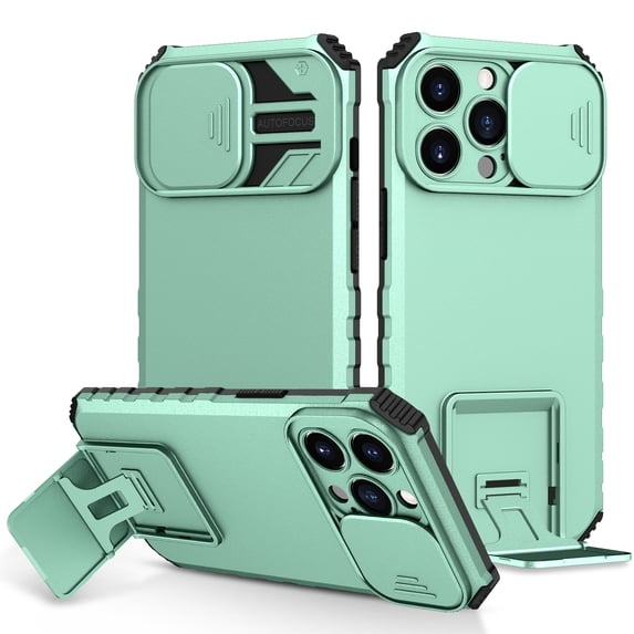 SaniMore for iPhone 13 Pro Case 2021, for iPhone 13 Pro Phone Case with Slide Camera Cover Built-in Kickstand Dual Layer Hybrid Shockproof Case for iPhone 13 Pro 6.1", Lightblue