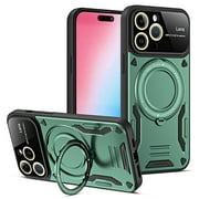 SaniMore for iPhone 13 Pro Case, 360 Degree Rotating Kickstand, Lens Protection, Compatible with MagSafe, Hybird PC TPU Military Shockproof Heavy Duty Protective Anti-drop Magnetic Shell, Darkgreen